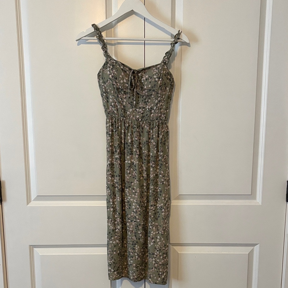 Olive Floral Midi Dress